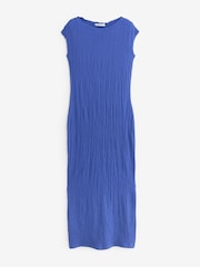 Cobalt Blue Short Sleeve Textured Column Jersey Dress - Image 6 of 7