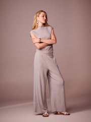 Stone Textured Sleeveless High Neck Ruched Side Top - Image 2 of 6