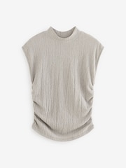 Stone Textured Sleeveless High Neck Ruched Side Top - Image 5 of 6