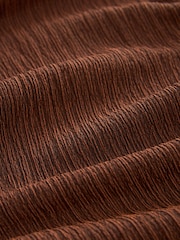 Rust Brown Textured Ruched High Neck Midi Dress - Image 6 of 6