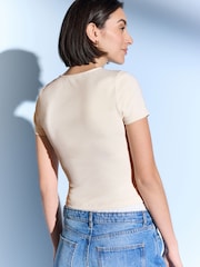 Ecru/White Slim Fit Short Sleeve Soft Touch Polyamide T-Shirt - Image 5 of 8