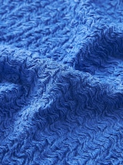 Colbalt Blue Short Sleeve Lettuce Edge Textured Top - Image 6 of 6