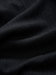Black Textured Ruched High Neck Midi Dress - Image 6 of 6