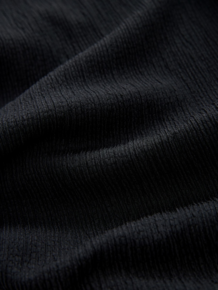 Black Textured Ruched High Neck Midi Dress - Image 6 of 6