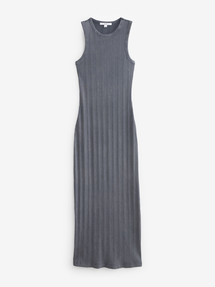 Denim Washed Ribbed Tank Midi Dress - Image 5 of 6