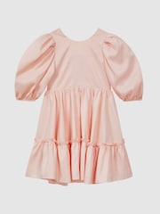 Reiss Pink Toby 4-9 yrs Puff Sleeve Ruffle Mini Dress - Image 2 of 7