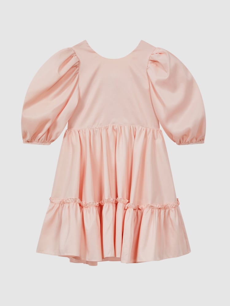 Reiss Pink Toby 4-9 yrs Puff Sleeve Ruffle Mini Dress - Image 2 of 7