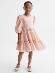 Reiss Pink Toby 4-9 yrs Puff Sleeve Ruffle Mini Dress - Image 3 of 7
