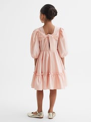 Reiss Pink Toby 4-9 yrs Puff Sleeve Ruffle Mini Dress - Image 6 of 7