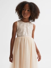 Reiss Pink Maxine 9-14 yrs Sequin Tulle Dress - Image 1 of 7
