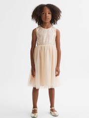 Reiss Pink Maxine 9-14 yrs Sequin Tulle Dress - Image 3 of 7
