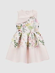 Reiss Green Emily 4-9 yrs Scuba Floral Printed Dress - Image 1 of 5