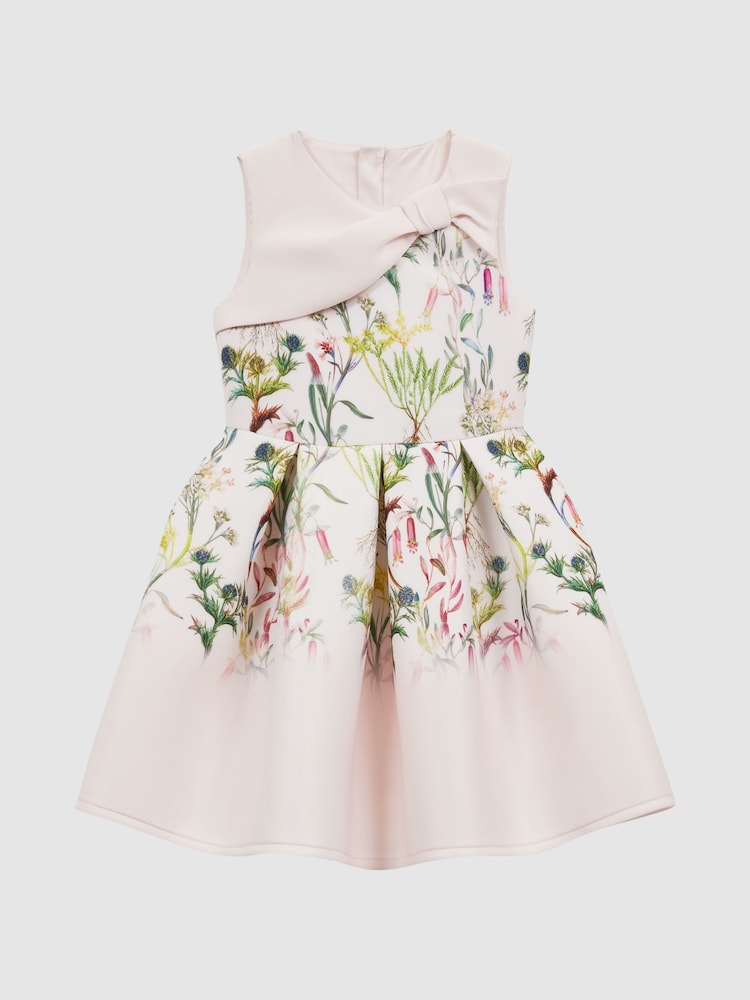 Reiss Green Emily 4-9 yrs Scuba Floral Printed Dress - Image 1 of 5