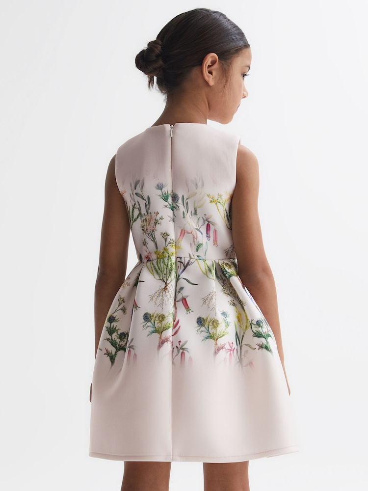 Reiss Green Emily 4-9 yrs Scuba Floral Printed Dress - Image 5 of 5
