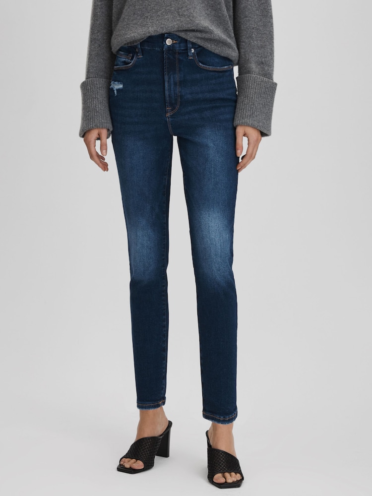 Good American Indigo Good American Always Fits Cropped Skinny Jeans - Image 1 of 6