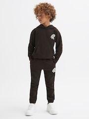 Reiss Chocolate Toby Senior Garment Dyed Logo Joggers - Image 1 of 6