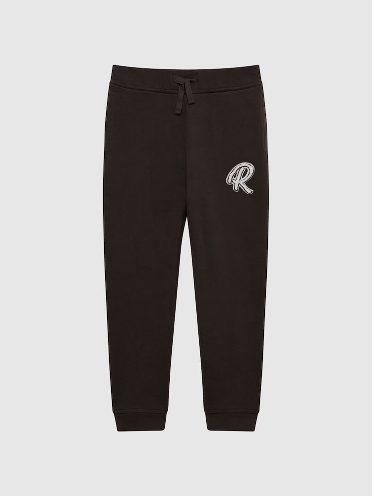 Reiss Chocolate Toby Senior Garment Dyed Logo Joggers - Image 2 of 6
