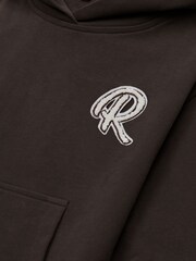 Reiss Chocolate Cade Junior Relaxed Garment Dyed Logo Hoodie - Image 6 of 6
