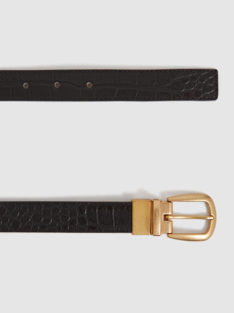 Reiss Black/Camel Madison Reversible Leather Belt - Image 6 of 6