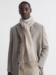 Reiss Oatmeal Jack Wool-Cashmere Check Scarf - Image 2 of 4