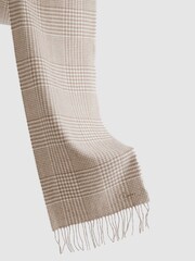 Reiss Oatmeal Jack Wool-Cashmere Check Scarf - Image 4 of 4