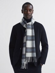 Reiss Blue Multi Novelli Wool-Cashmere Check Scarf - Image 2 of 4