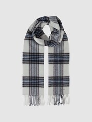 Reiss Blue Multi Novelli Wool-Cashmere Check Scarf - Image 3 of 4