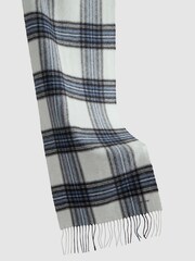 Reiss Blue Multi Novelli Wool-Cashmere Check Scarf - Image 4 of 4