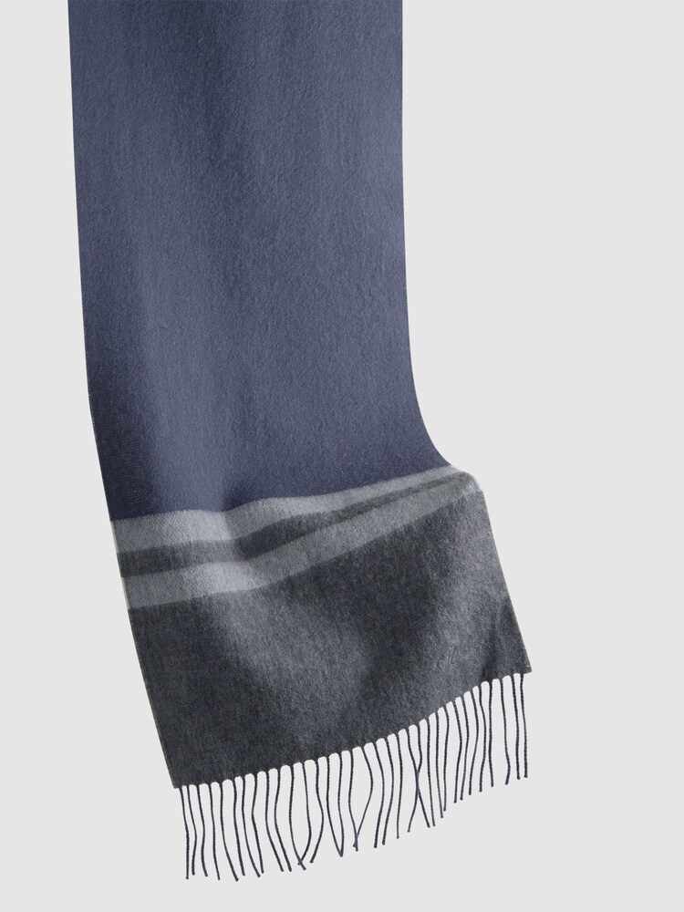 Reiss Airforce Blue Otto Wool-Cashmere Stripe Scarf - Image 4 of 4 Reiss Airforce Blue Otto Wool-Cashmere Stripe Scarf - Image 4 of 4