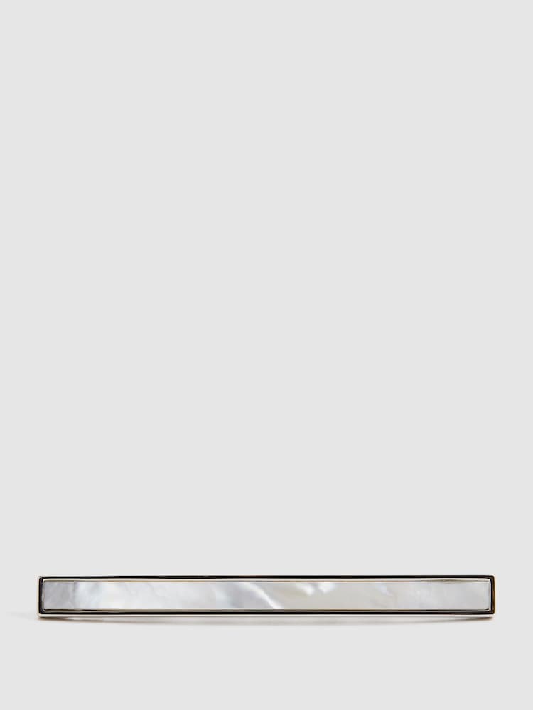 Reiss Silver/Mop Ardley Onyx Tie Bar - Image 1 of 5