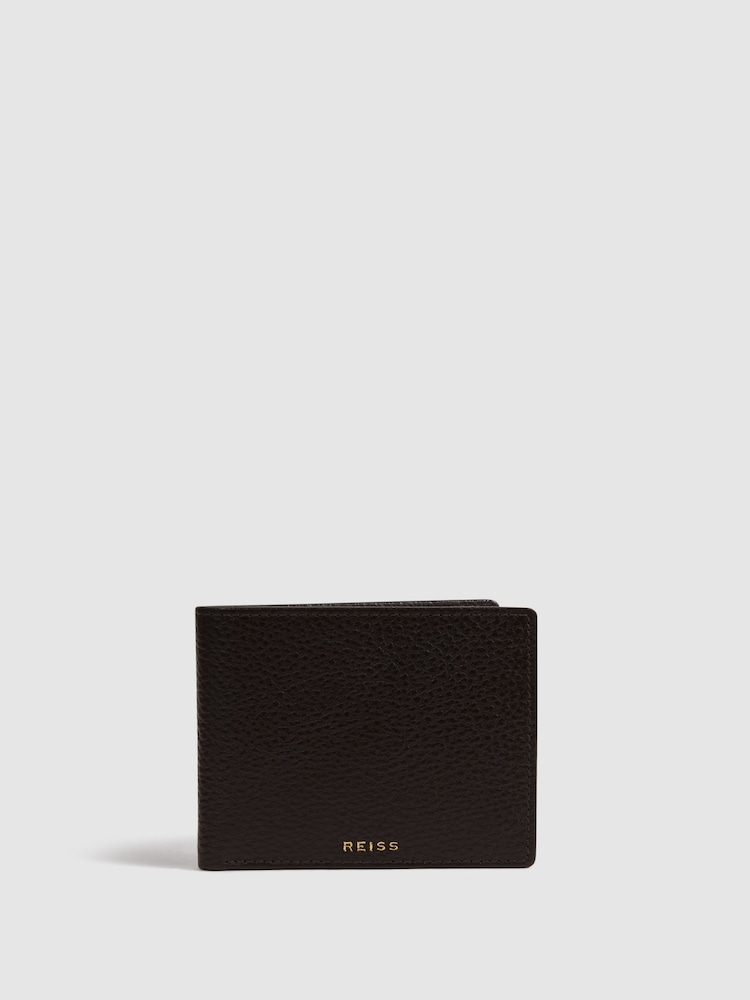 Reiss Chocolate Cabot Leather Wallet - Image 1 of 4