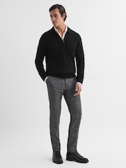 Reiss Black Fleetwood Wool Blend Half-Zip Polo Jumper - Image 3 of 5