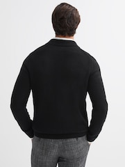 Reiss Black Fleetwood Wool Blend Half-Zip Polo Jumper - Image 5 of 5