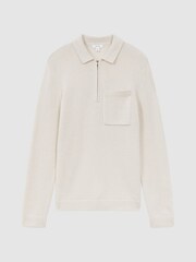 Reiss Ecru Fleetwood Wool Blend Half-Zip Polo Jumper - Image 2 of 4