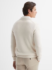 Reiss Ecru Fleetwood Wool Blend Half-Zip Polo Jumper - Image 4 of 4