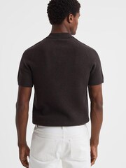 Reiss Chocolate Mortimer Wool Open-Collar Polo Shirt - Image 5 of 5