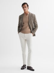 Reiss Camel Mortimer Wool Open-Collar Polo Shirt - Image 2 of 4