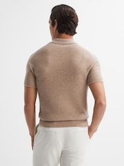 Reiss Camel Mortimer Wool Open-Collar Polo Shirt - Image 4 of 4