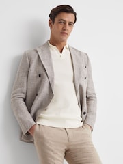 Reiss Ecru Mortimer Wool Open-Collar Polo Shirt - Image 3 of 5