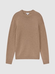 Reiss Camel Melange Avons Wool Blend Crew Neck Jumper - Image 2 of 6