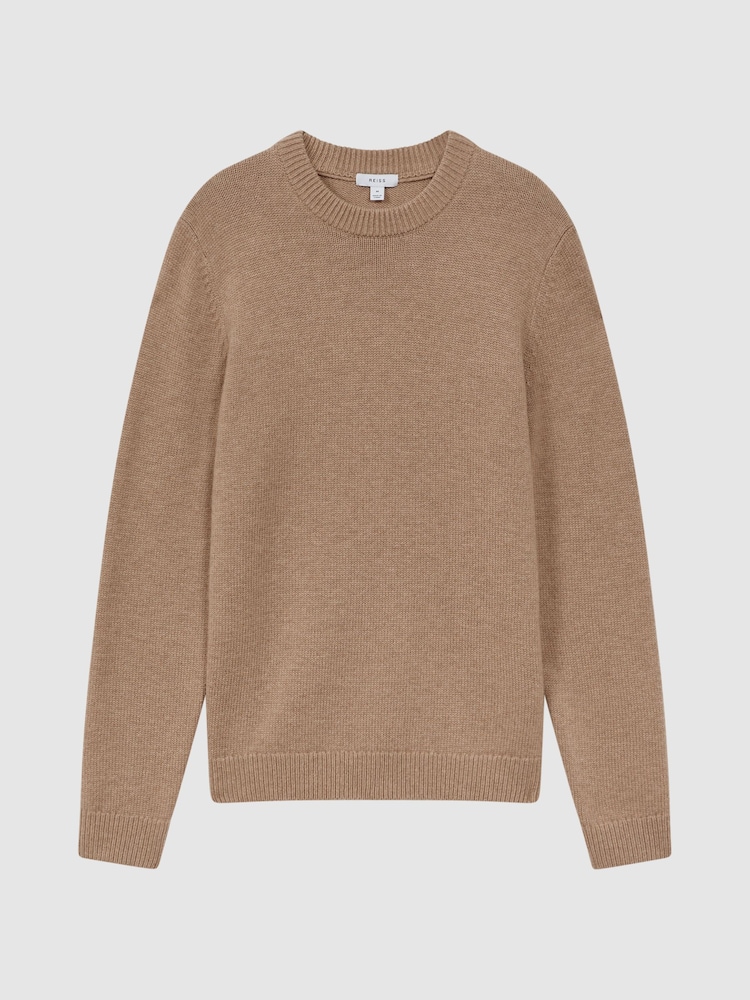 Reiss Camel Melange Avons Wool Blend Crew Neck Jumper - Image 2 of 6