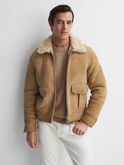 Reiss Camel Melange Avons Wool Blend Crew Neck Jumper - Image 3 of 6