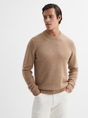 Reiss Camel Melange Avons Wool Blend Crew Neck Jumper - Image 5 of 6