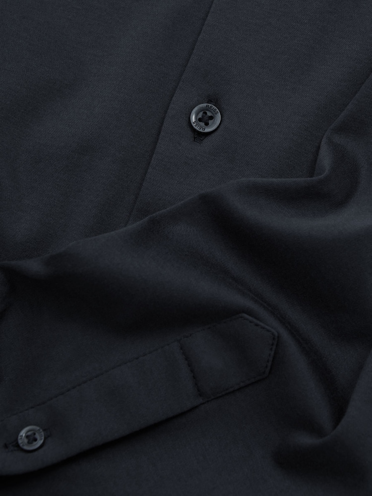 Reiss Navy Viscount Slim Fit Mercerised Cotton Jersey Shirt - Image 5 of 5