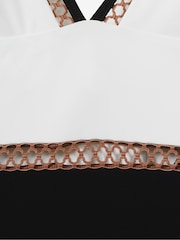 Reiss White/Tan Ray Colourblock Halter Swimsuit - Image 5 of 5