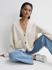 Reiss Ivory Juni Relaxed Wool-Cashmere Cardigan - Image 1 of 4