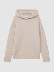 Reiss Neutral Ember Wool Blend Bouclé Hoodie - Image 2 of 5