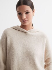 Reiss Neutral Ember Wool Blend Bouclé Hoodie - Image 4 of 5