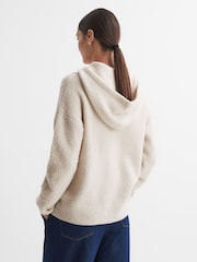 Reiss Neutral Ember Wool Blend Bouclé Hoodie - Image 5 of 5