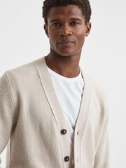 Reiss Heather Melange Kingsford Wool Blend Button-Through Cardigan - Image 1 of 6